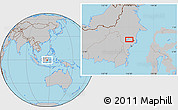 Gray Location Map of the area around 0° 21' 0" S, 116° 31' 30" E