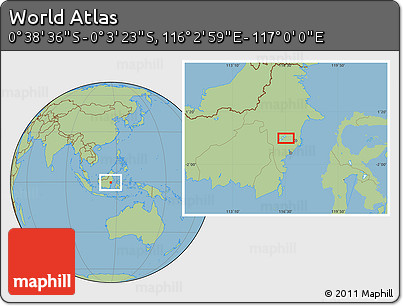 Savanna Style Location Map of the Area around 0° 21' 0" S, 116° 31' 30" E