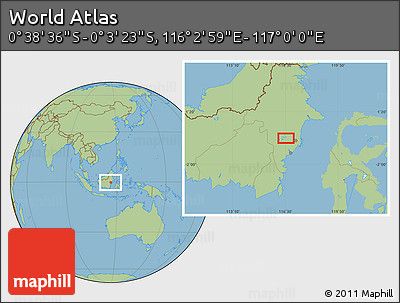 Savanna Style Location Map of the Area around 0° 21' 0" S, 116° 31' 30" E
