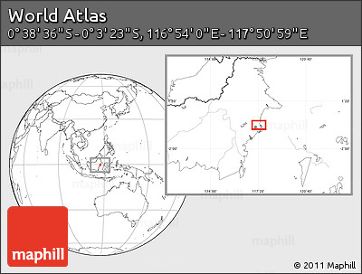 Blank Location Map of the Area around 0° 21' 0" S, 117° 22' 30" E