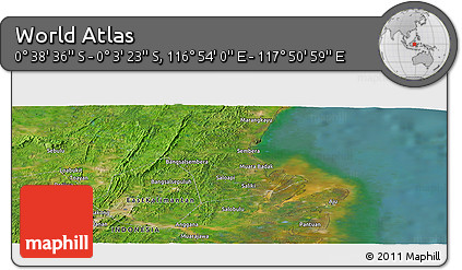 Satellite Panoramic Map of the Area around 0° 21' 0" S, 117° 22' 30" E