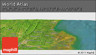 Satellite Panoramic Map of the Area around 0° 21' 0" S, 117° 22' 30" E