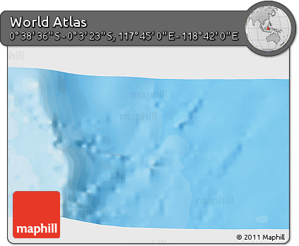 Political 3D Map of the Area around 0° 21' 0" S, 118° 13' 29" E