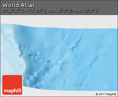 Political 3D Map of the Area around 0° 21' 0" S, 118° 13' 29" E