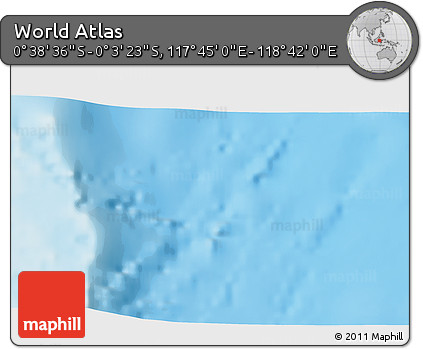 Shaded Relief 3D Map of the Area around 0° 21' 0" S, 118° 13' 29" E