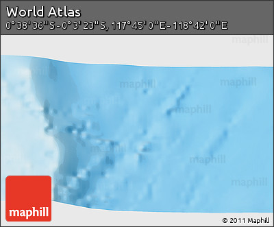 Shaded Relief 3D Map of the Area around 0° 21' 0" S, 118° 13' 29" E