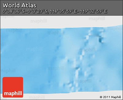 Shaded Relief 3D Map of the Area around 0° 21' 0" S, 119° 4' 29" E