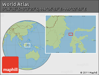 Savanna Style Location Map of the Area around 0° 21' 0" S, 119° 4' 29" E