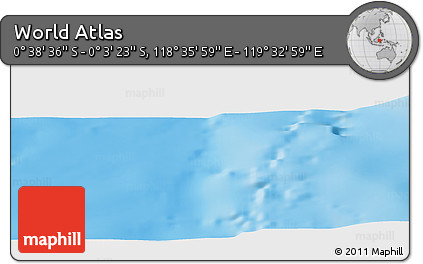 Shaded Relief Panoramic Map of the Area around 0° 21' 0" S, 119° 4' 29" E
