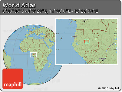 Savanna Style Location Map of the Area around 0° 21' 0" S, 11° 58' 29" E