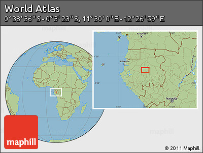 Savanna Style Location Map of the Area around 0° 21' 0" S, 11° 58' 29" E