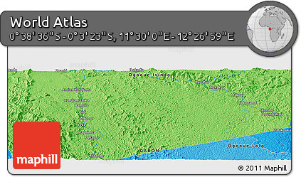 Political Panoramic Map of the Area around 0° 21' 0" S, 11° 58' 29" E