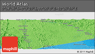 Political Panoramic Map of the Area around 0° 21' 0" S, 11° 58' 29" E