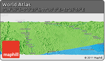 Political Panoramic Map of the Area around 0° 21' 0" S, 11° 58' 29" E