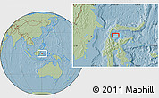 Savanna Style Location Map of the area around 0° 21' 0" S, 120° 46' 30" E, hill shading