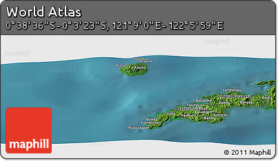 Satellite Panoramic Map of the Area around 0° 21' 0" S, 121° 37' 30" E