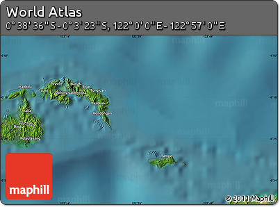 Satellite Map of the Area around 0° 21' 0" S, 122° 28' 29" E