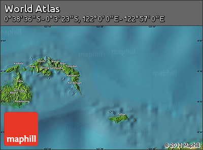 Satellite Map of the Area around 0° 21' 0" S, 122° 28' 29" E