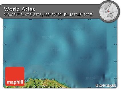 Satellite Map of the Area around 0° 21' 0" S, 123° 19' 29" E