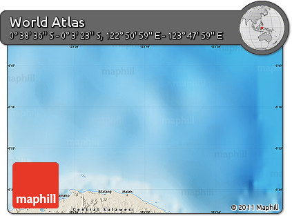 Shaded Relief Map of the Area around 0° 21' 0" S, 123° 19' 29" E