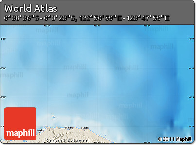 Shaded Relief Map of the Area around 0° 21' 0" S, 123° 19' 29" E