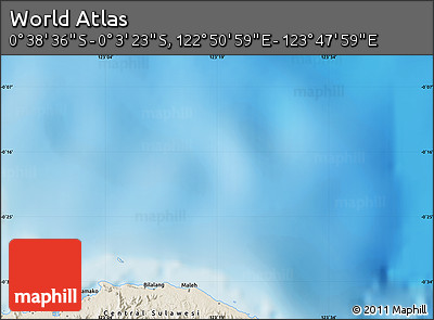 Shaded Relief Map of the Area around 0° 21' 0" S, 123° 19' 29" E