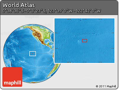 Physical Location Map of the Area around 0° 21' 0" S, 123° 10' 30" W