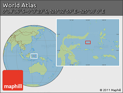Savanna Style Location Map of the Area around 0° 21' 0" S, 125° 1' 30" E