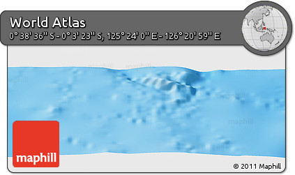 Shaded Relief Panoramic Map of the Area around 0° 21' 0" S, 125° 52' 30" E