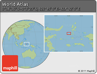 Savanna Style Location Map of the Area around 0° 21' 0" S, 126° 43' 29" E