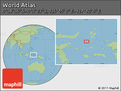 Savanna Style Location Map of the Area around 0° 21' 0" S, 126° 43' 29" E
