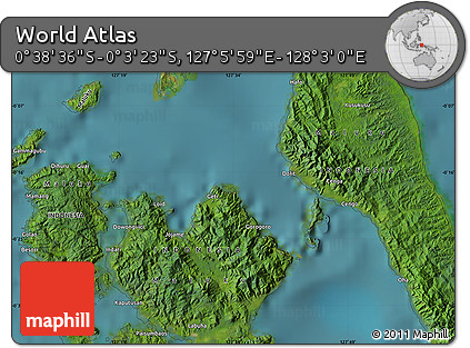 Satellite Map of the Area around 0° 21' 0" S, 127° 34' 30" E