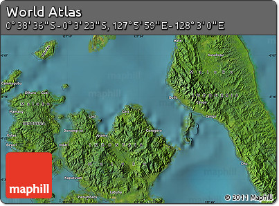 Satellite Map of the Area around 0° 21' 0" S, 127° 34' 30" E
