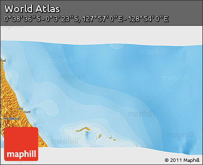 Political 3D Map of the Area around 0° 21' 0" S, 128° 25' 30" E
