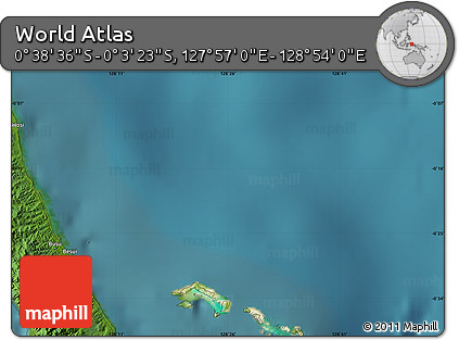 Satellite Map of the Area around 0° 21' 0" S, 128° 25' 30" E