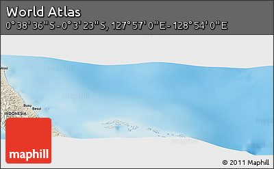 Shaded Relief Panoramic Map of the Area around 0° 21' 0" S, 128° 25' 30" E