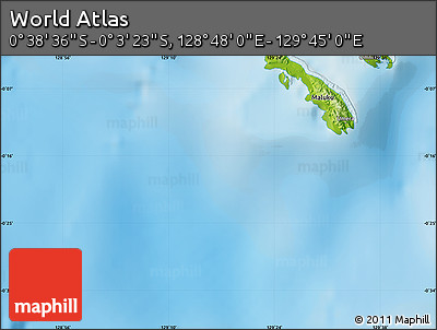 Physical Map of the Area around 0° 21' 0" S, 129° 16' 30" E