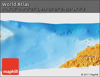 Political 3D Map of the Area around 0° 21' 0" S, 131° 49' 29" E