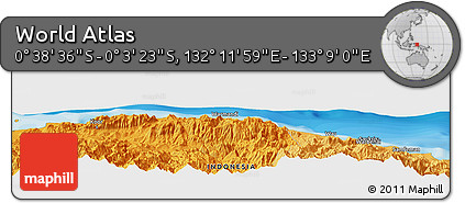 Political Panoramic Map of the Area around 0° 21' 0" S, 132° 40' 30" E