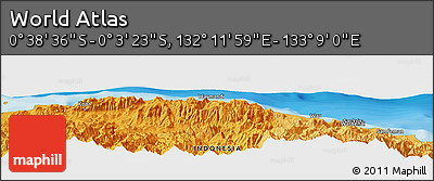 Political Panoramic Map of the Area around 0° 21' 0" S, 132° 40' 30" E