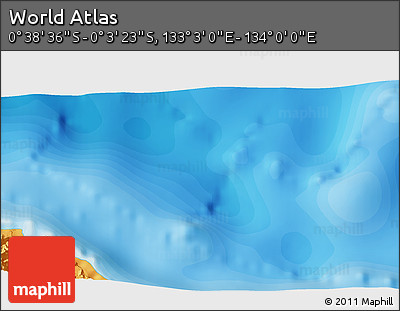 Political 3D Map of the Area around 0° 21' 0" S, 133° 31' 30" E