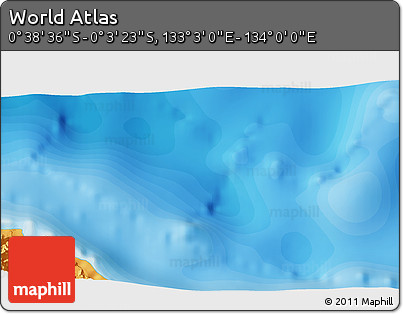 Political 3D Map of the Area around 0° 21' 0" S, 133° 31' 30" E