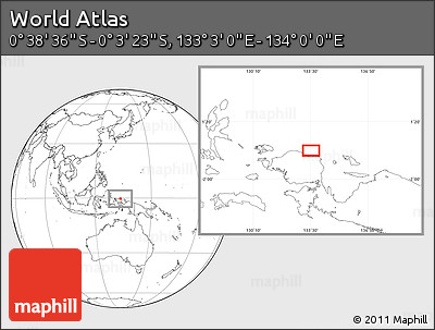 Blank Location Map of the Area around 0° 21' 0" S, 133° 31' 30" E