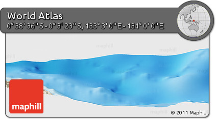 Shaded Relief Panoramic Map of the Area around 0° 21' 0" S, 133° 31' 30" E