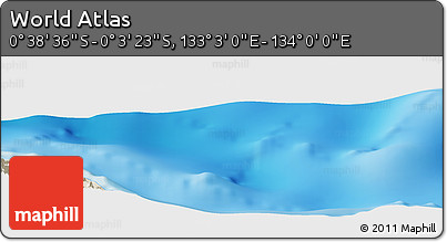 Shaded Relief Panoramic Map of the Area around 0° 21' 0" S, 133° 31' 30" E