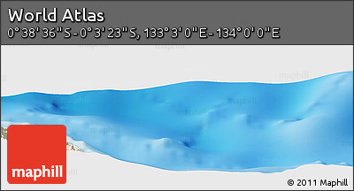Shaded Relief Panoramic Map of the Area around 0° 21' 0" S, 133° 31' 30" E