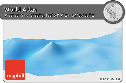 Shaded Relief Panoramic Map of the Area around 0° 21' 0" S, 134° 22' 30" E
