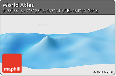 Shaded Relief Panoramic Map of the Area around 0° 21' 0" S, 134° 22' 30" E