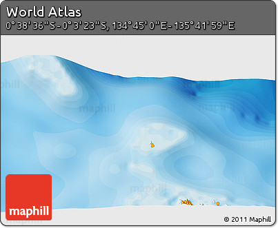 Political 3D Map of the Area around 0° 21' 0" S, 135° 13' 29" E
