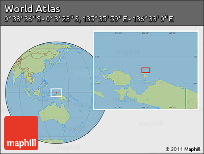 Savanna Style Location Map of the Area around 0° 21' 0" S, 136° 4' 29" E